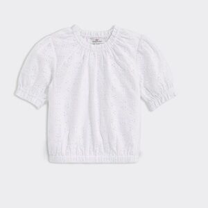 Girl’s Vineyard Vines Eyelet Puff-Sleeve Top white new with tags L